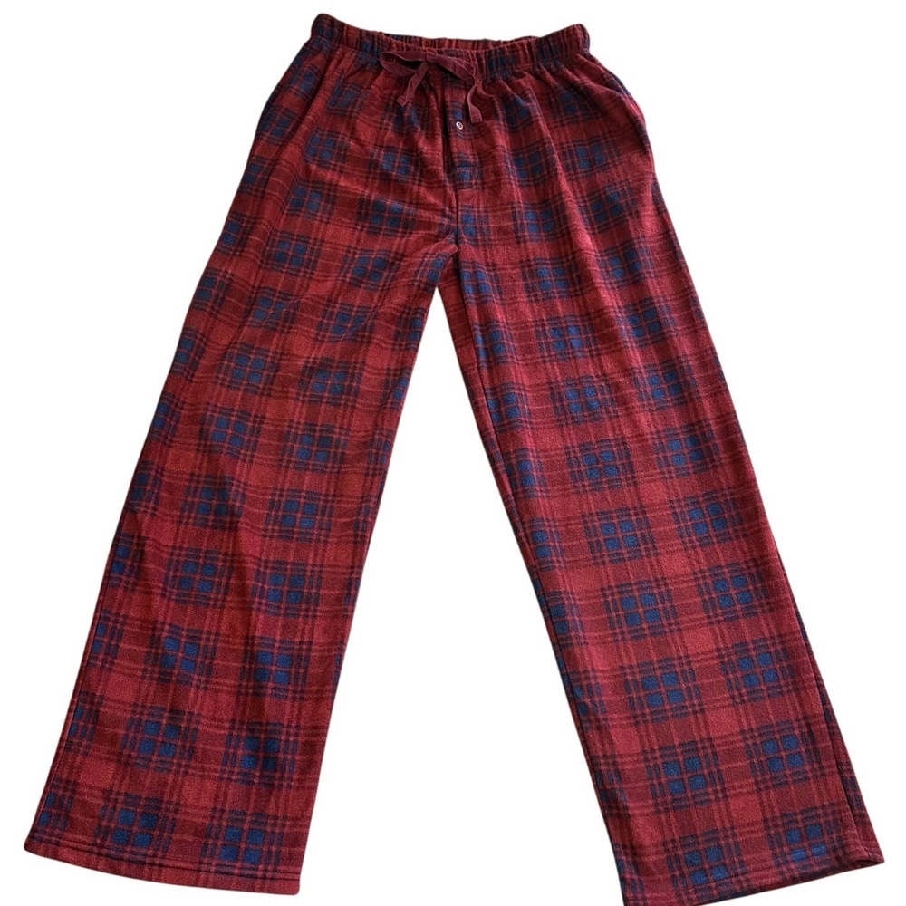 Stillwater Supply Co Pajama Pants Mens 2XL Burgundy Flannel Plaid Loungewear - Picture 2 of 4